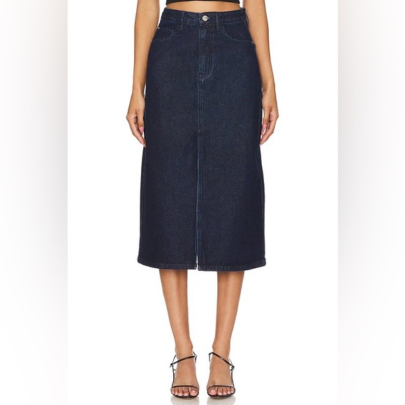 HOT DEAL NWT Denim Midi Pencil Skirt with Front Slit Sz L very slim fit - Picture 5 of 8